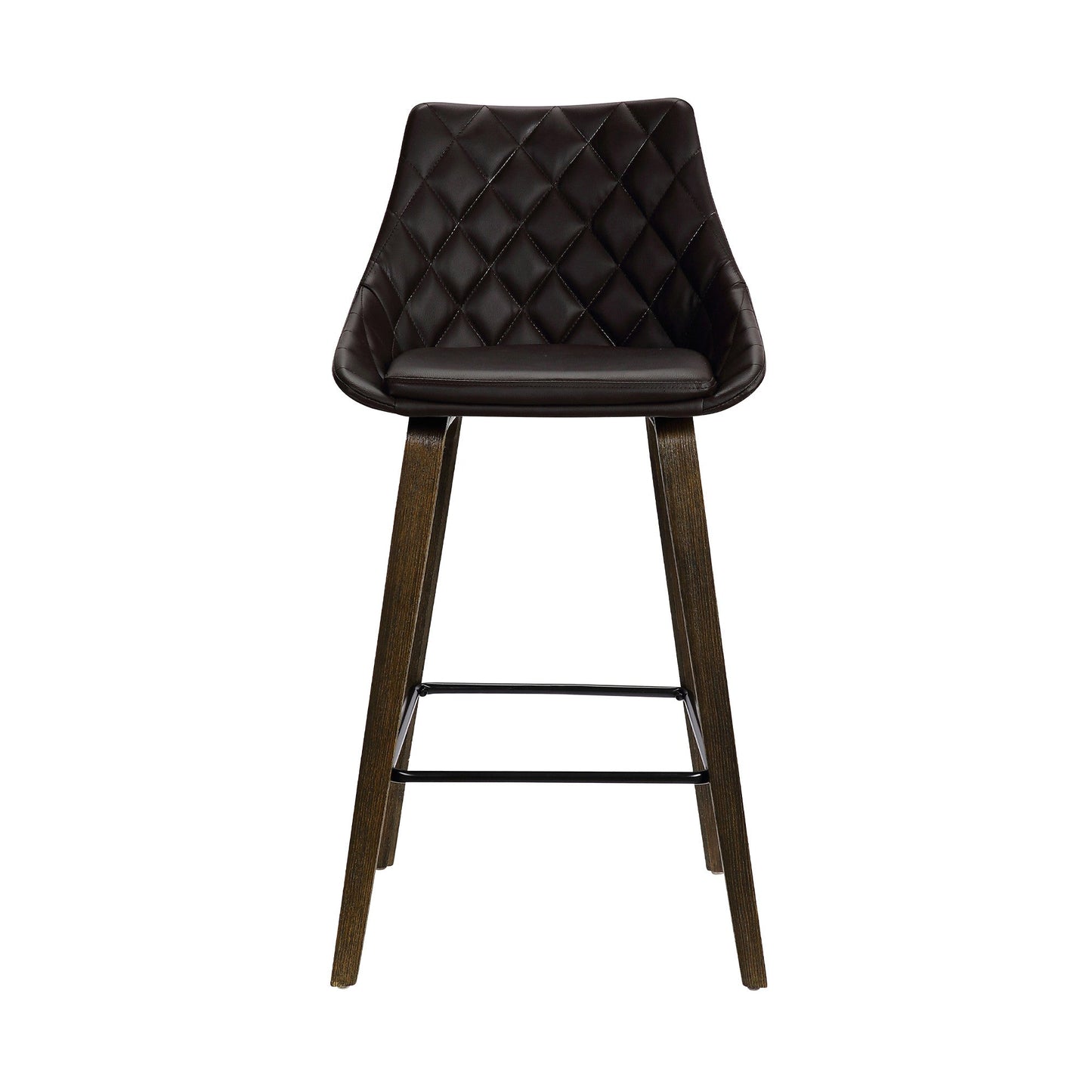 HomeRoots 26" Brown Tufted Velvet Upholstered Bar Stool