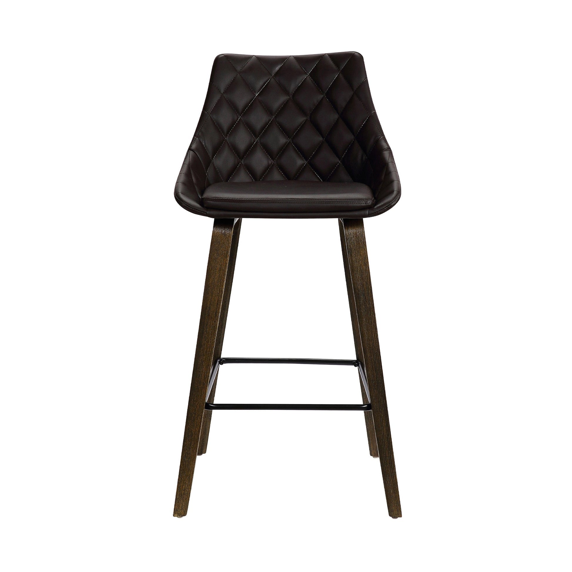 HomeRoots 26" Brown Tufted Velvet Upholstered Bar Stool