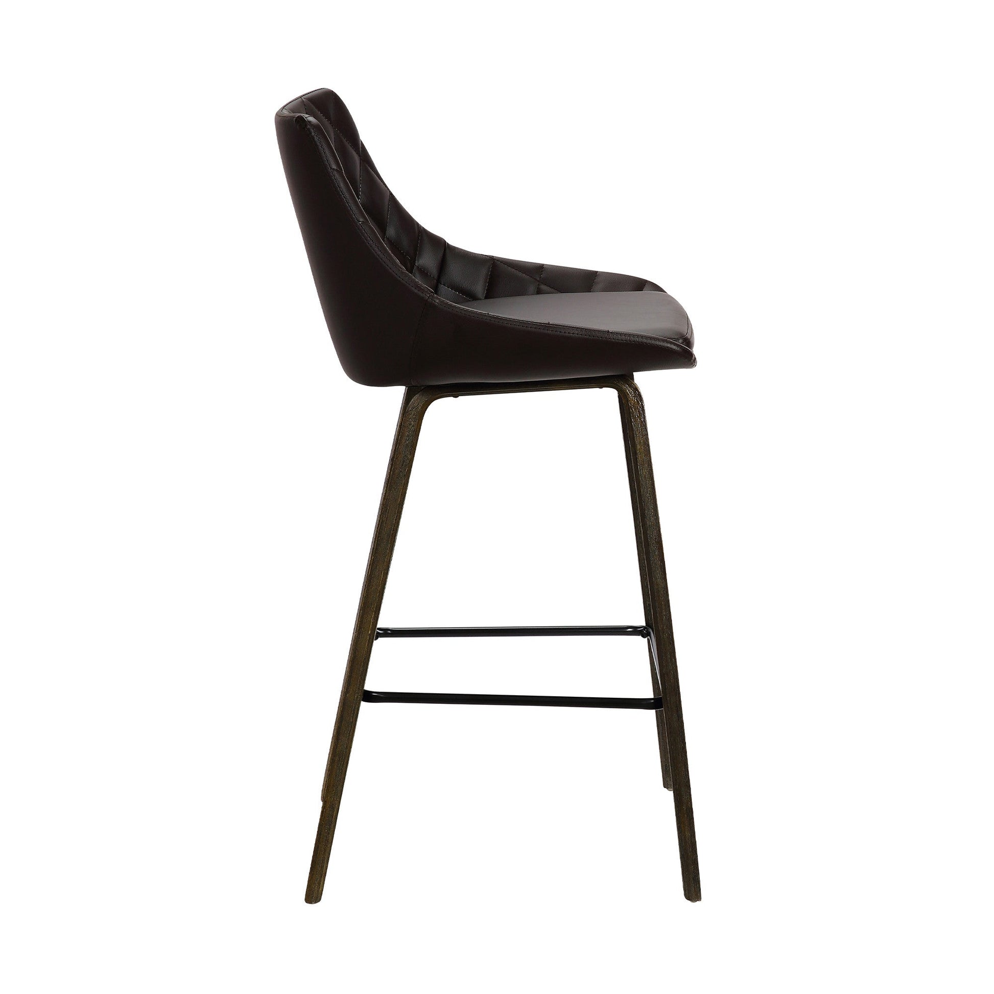 HomeRoots 26" Brown Tufted Velvet Upholstered Bar Stool