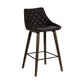 HomeRoots 26" Brown Tufted Velvet Upholstered Bar Stool