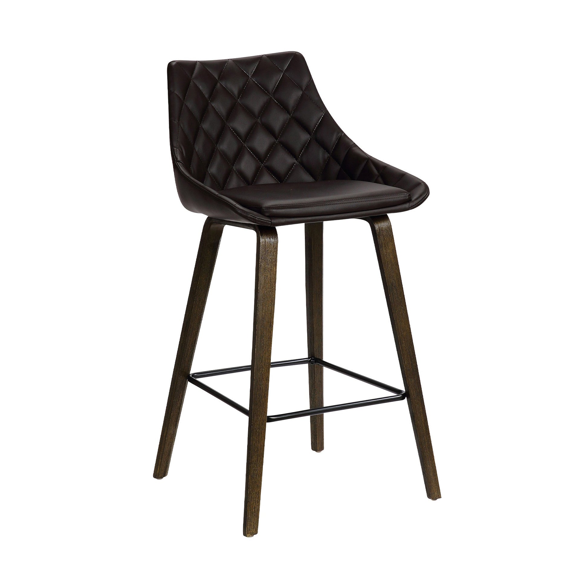 HomeRoots 26" Brown Tufted Velvet Upholstered Bar Stool