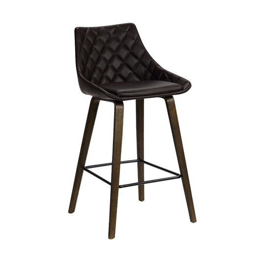 HomeRoots 26" Brown Tufted Velvet Upholstered Bar Stool