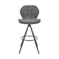 HomeRoots 26" Charcoal Gray and Black Microfiber Squared Channel Bar Stool