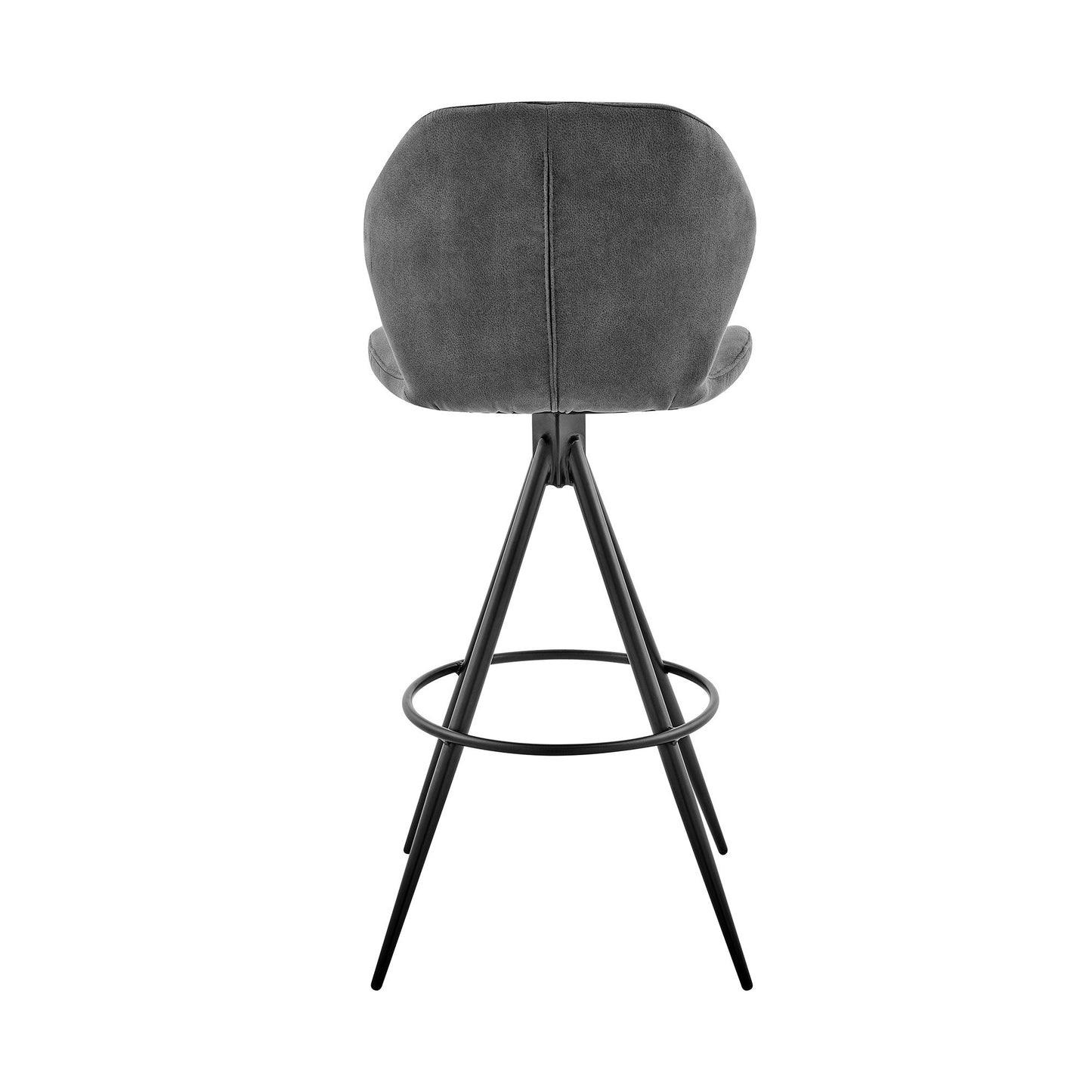 HomeRoots 26" Charcoal Gray and Black Microfiber Squared Channel Bar Stool
