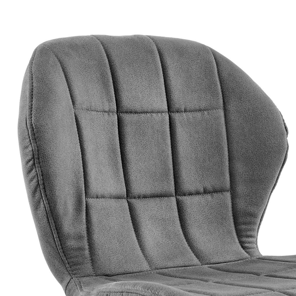 HomeRoots 26" Charcoal Gray and Black Microfiber Squared Channel Bar Stool