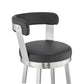 HomeRoots 26" Chic Black Faux Leather with Stainless Steel Finish Swivel Bar Stool