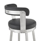 HomeRoots 26" Chic Black Faux Leather with Stainless Steel Finish Swivel Bar Stool