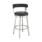 HomeRoots 26" Chic Black Faux Leather with Stainless Steel Finish Swivel Bar Stool