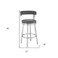 HomeRoots 26" Chic Grey Faux Leather Swivel Bar Stool With Stainless Steel Finish