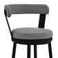 HomeRoots 26" Chic Grey Faux Leather with Black Finish Swivel Bar Stool