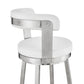 HomeRoots 26" Chic White Faux Leather with Stainless Steel Finish Swivel Bar Stool