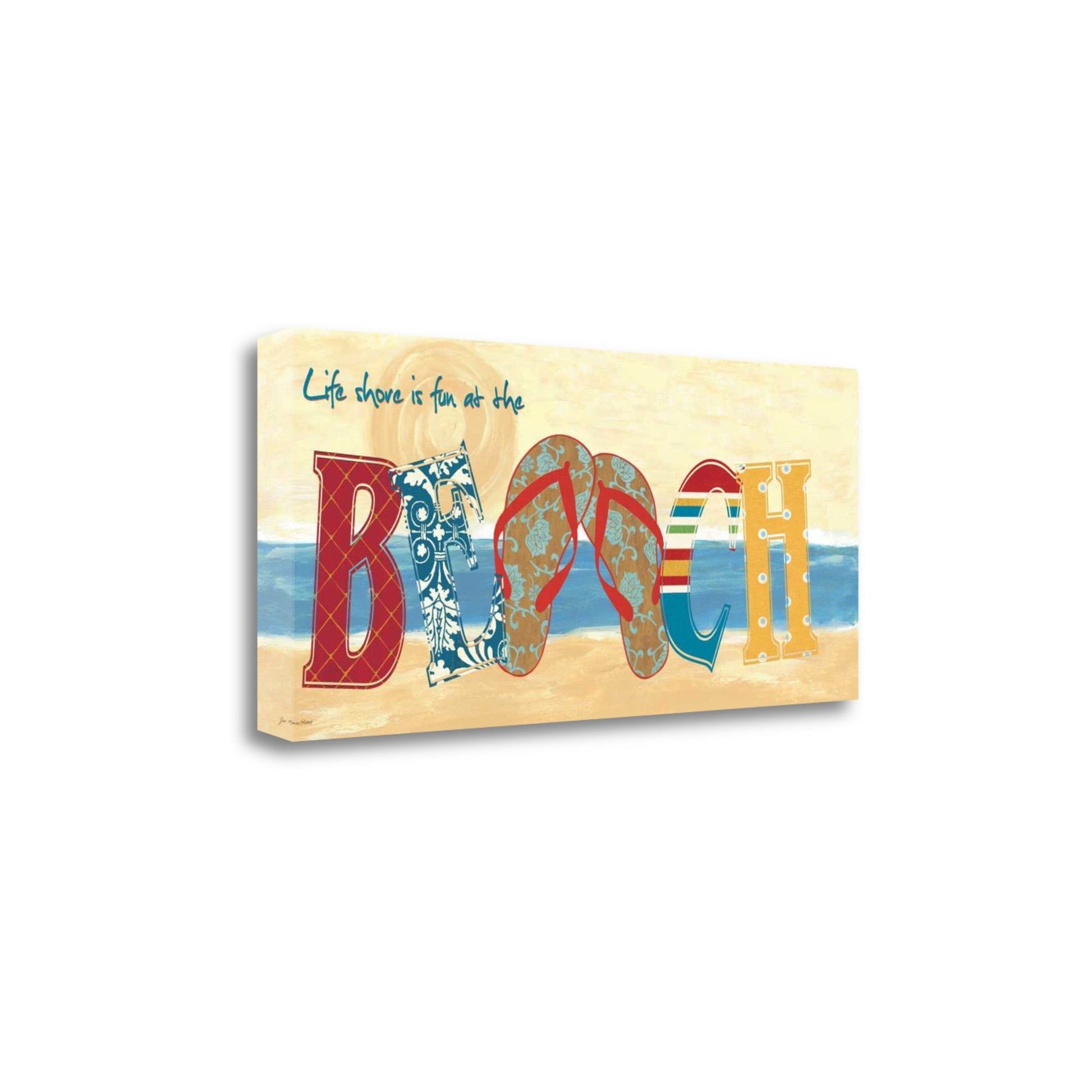 HomeRoots 26" Colorful Fun Beach Life Signage Print on Gallery Wrap Canvas Wall Art