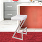 HomeRoots 26" Contempo White Faux Leather and Stainless Backless Bar Stool