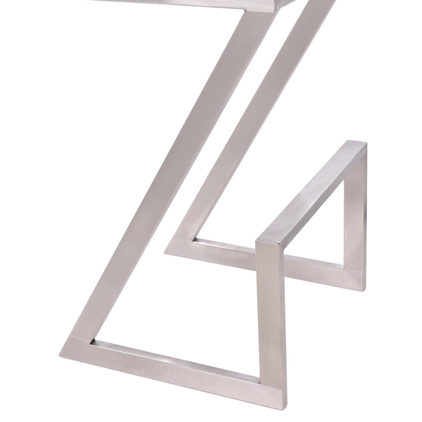 HomeRoots 26" Contempo White Faux Leather and Stainless Backless Bar Stool