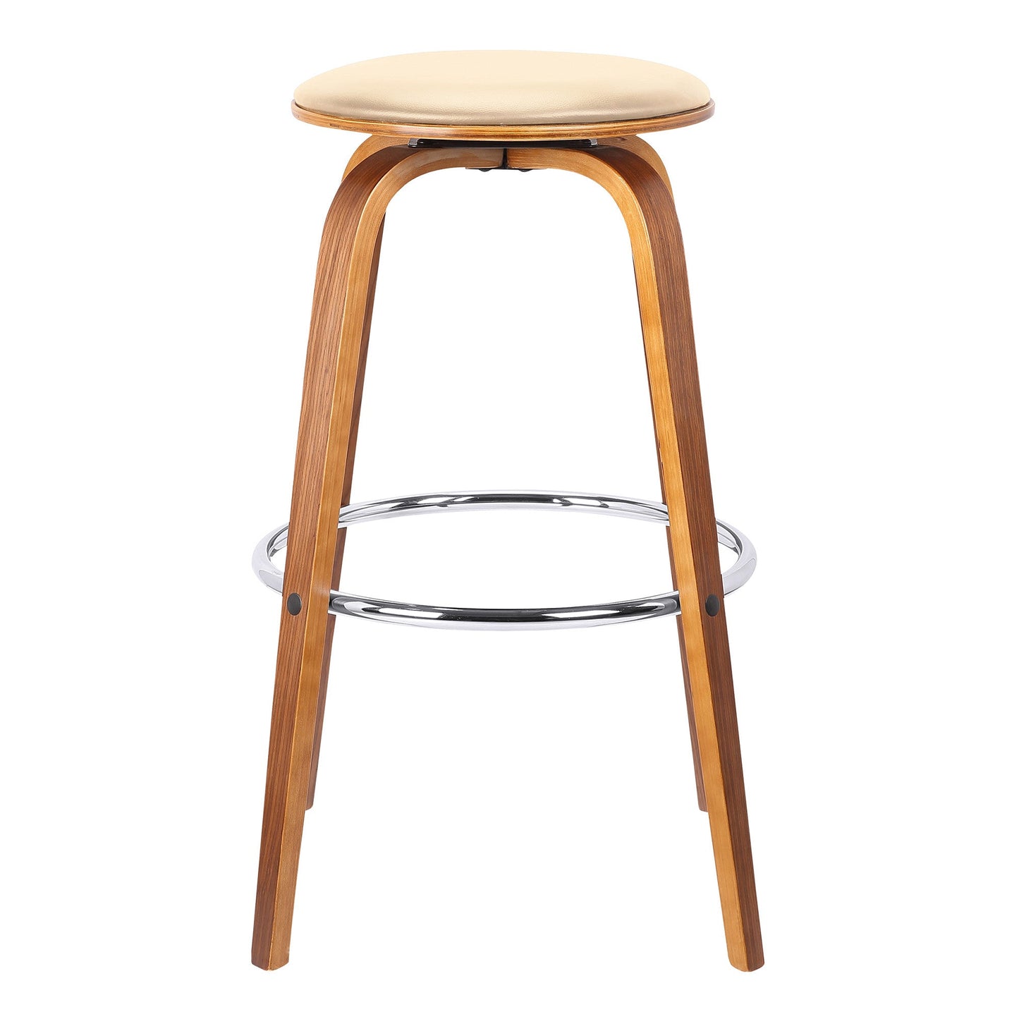 HomeRoots 26" Cream Faux Leather Backless Modern Swivel Bar Stool