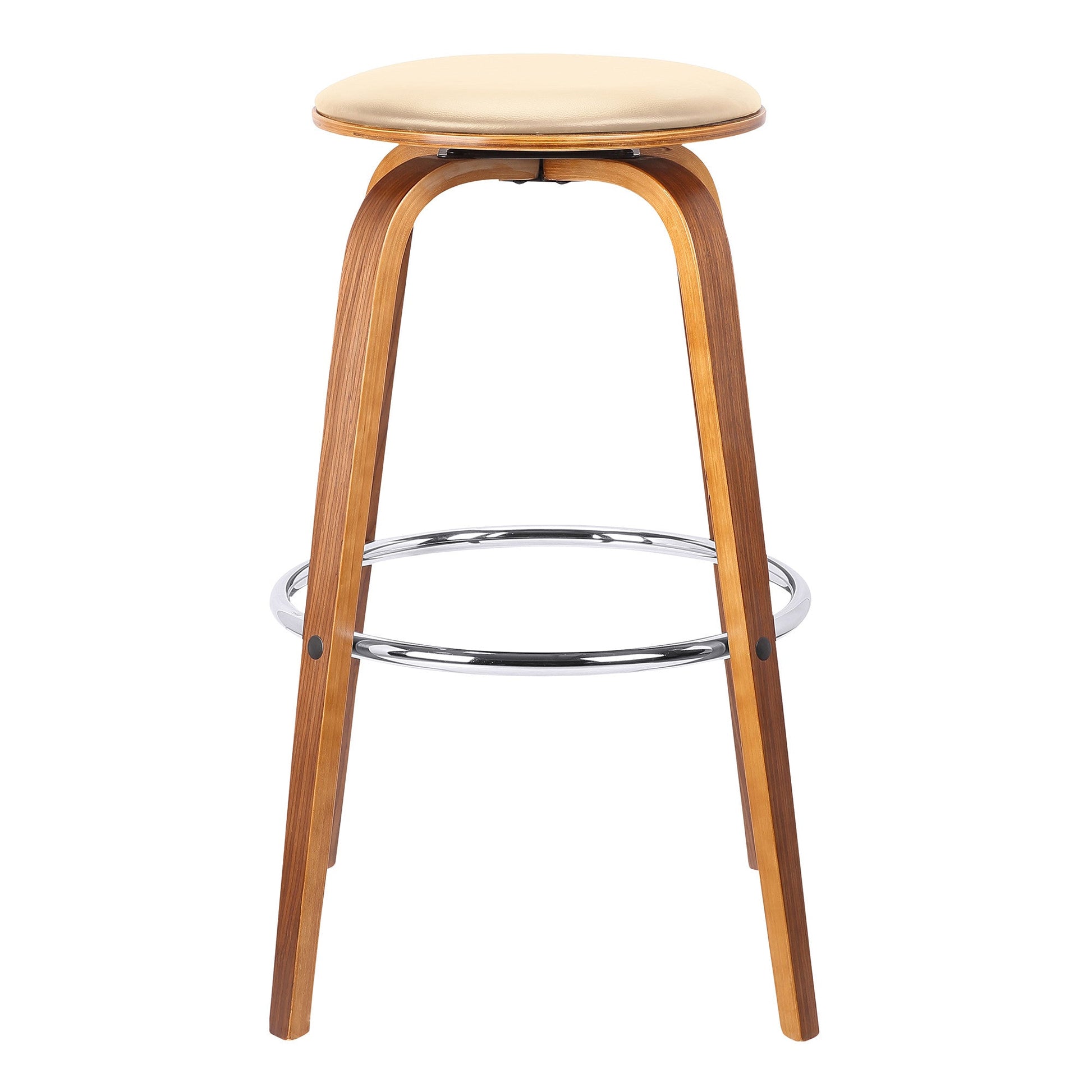 HomeRoots 26" Cream Faux Leather Backless Modern Swivel Bar Stool