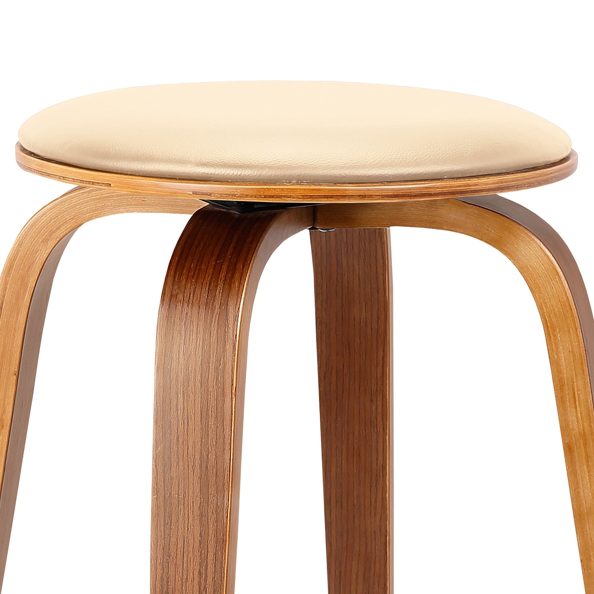 HomeRoots 26" Cream Faux Leather Backless Modern Swivel Bar Stool