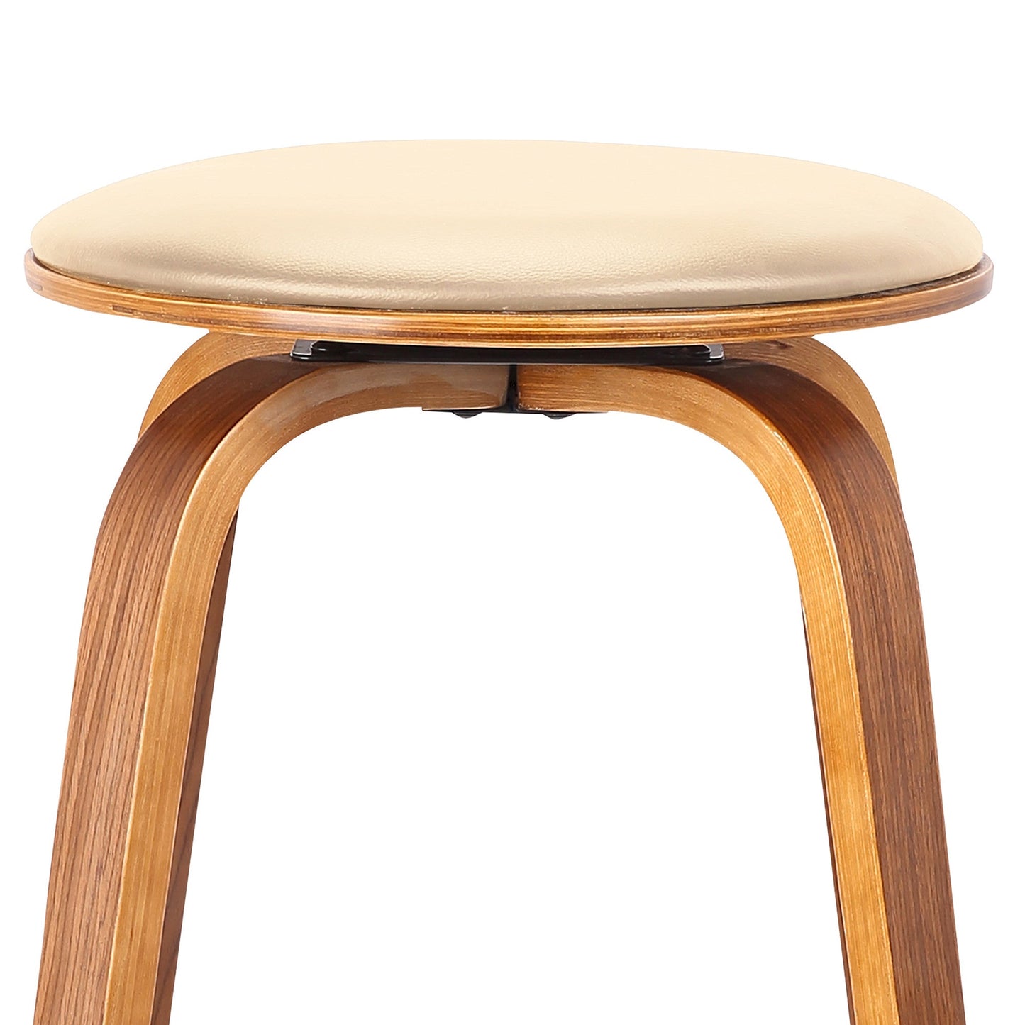 HomeRoots 26" Cream Faux Leather Backless Modern Swivel Bar Stool