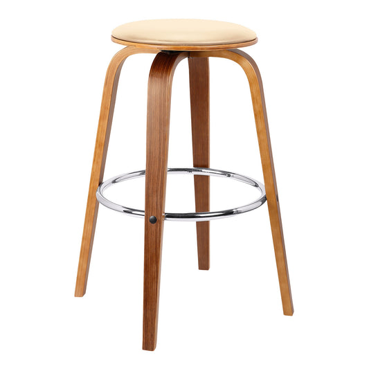 HomeRoots 26" Cream Faux Leather Backless Modern Swivel Bar Stool