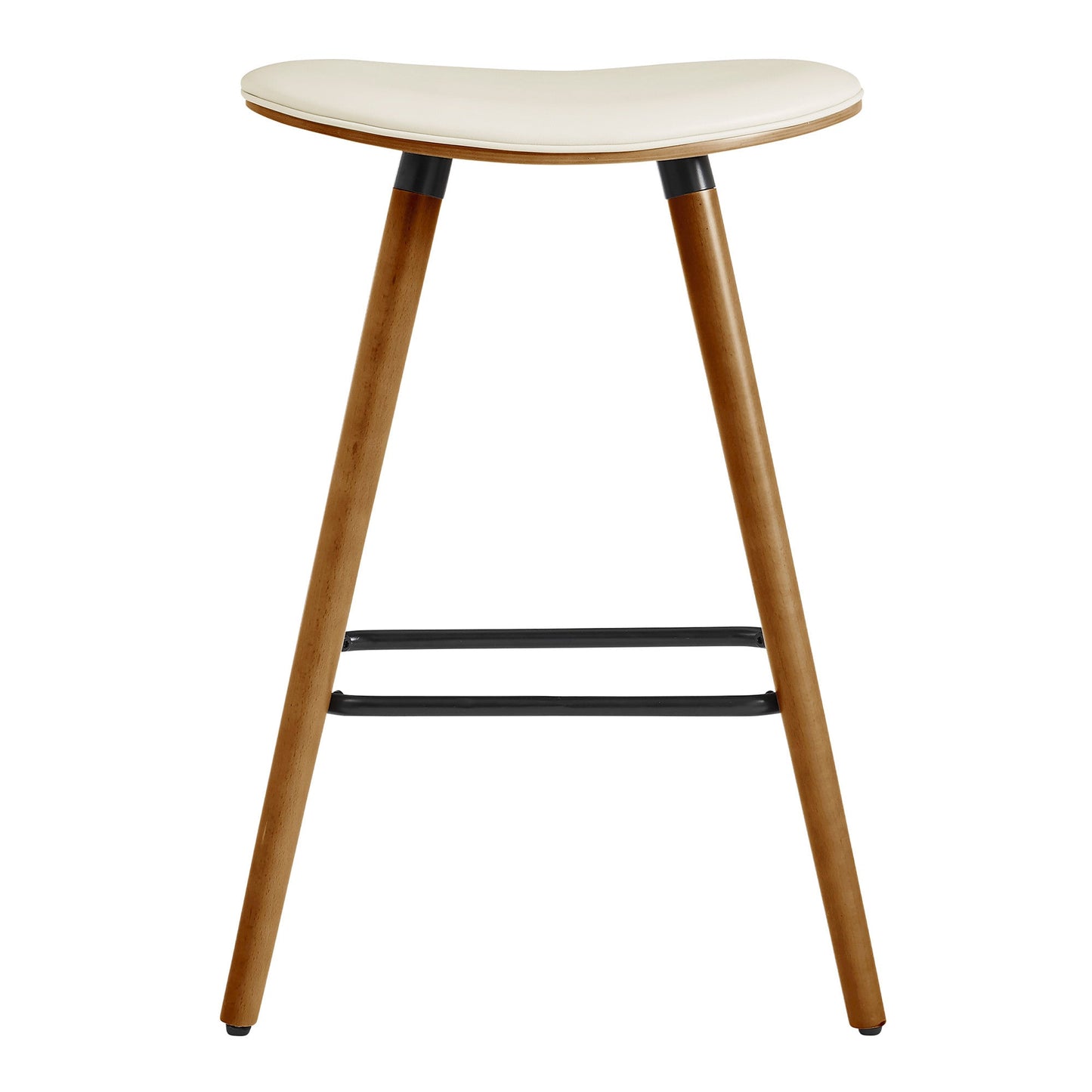 HomeRoots 26" Cream Faux Leather Backless Wooden Bar Stool