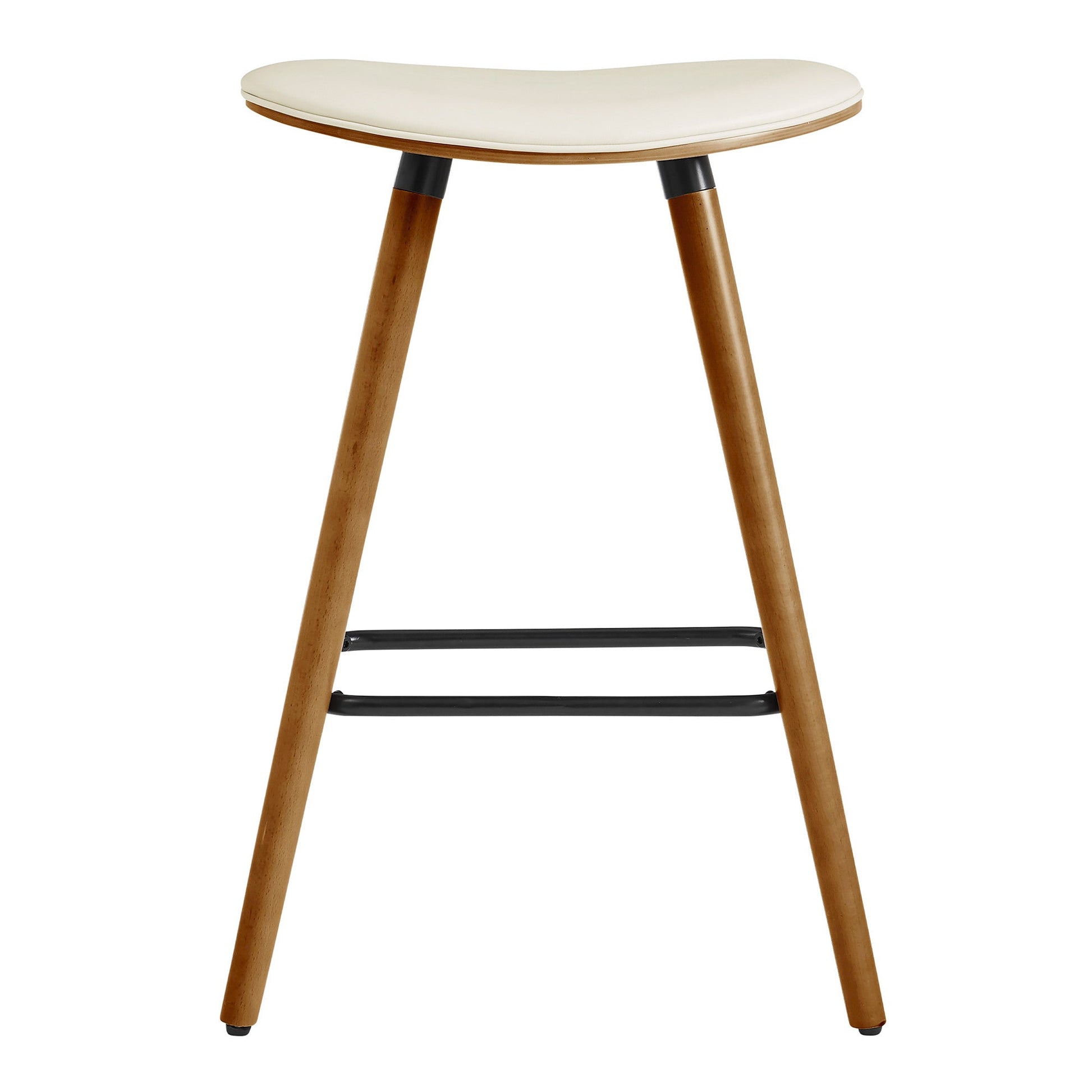 HomeRoots 26" Cream Faux Leather Backless Wooden Bar Stool
