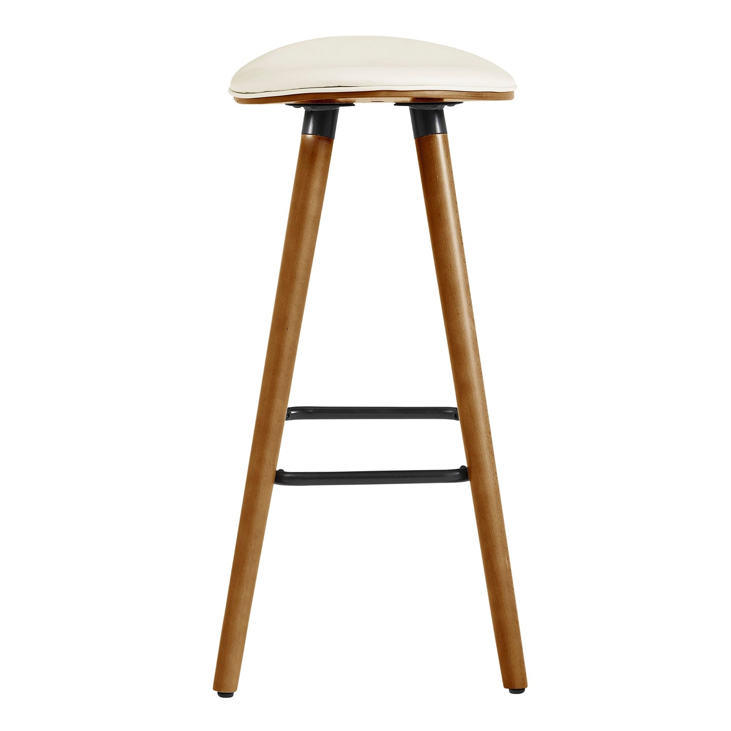 HomeRoots 26" Cream Faux Leather Backless Wooden Bar Stool