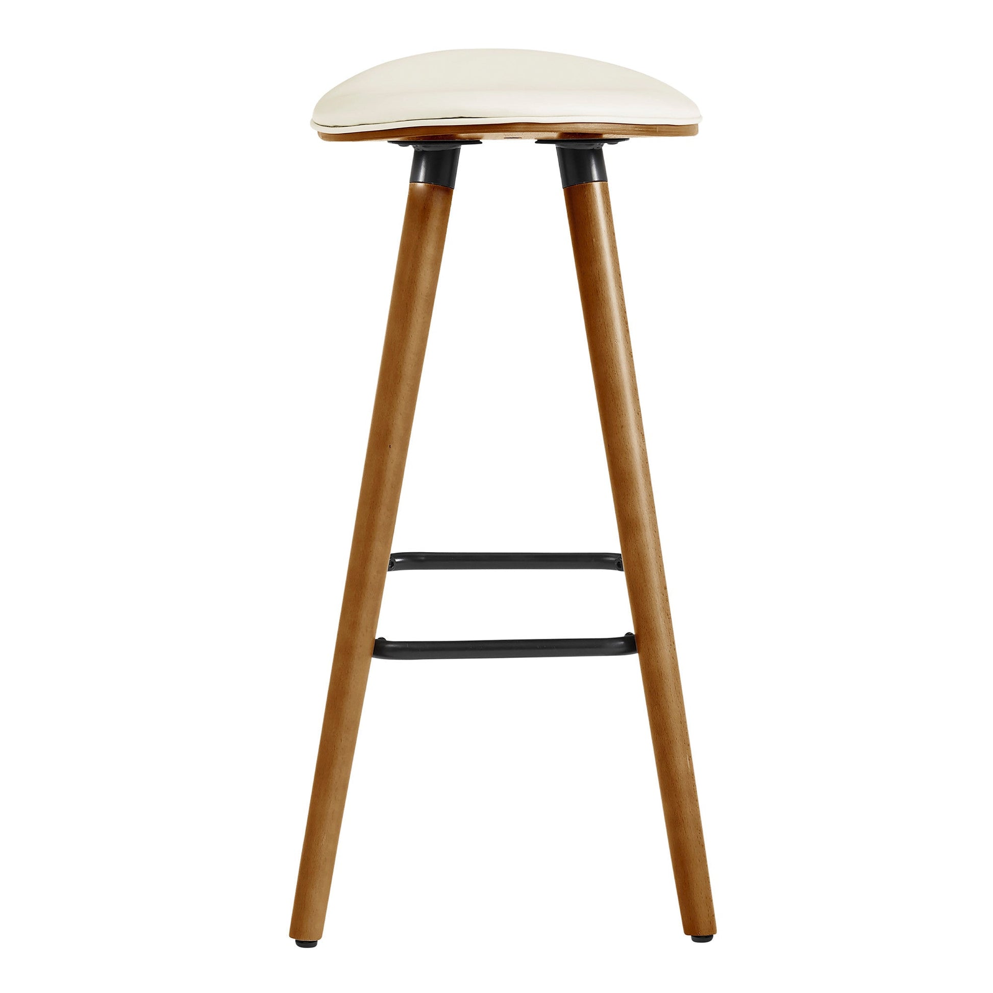 HomeRoots 26" Cream Faux Leather Backless Wooden Bar Stool