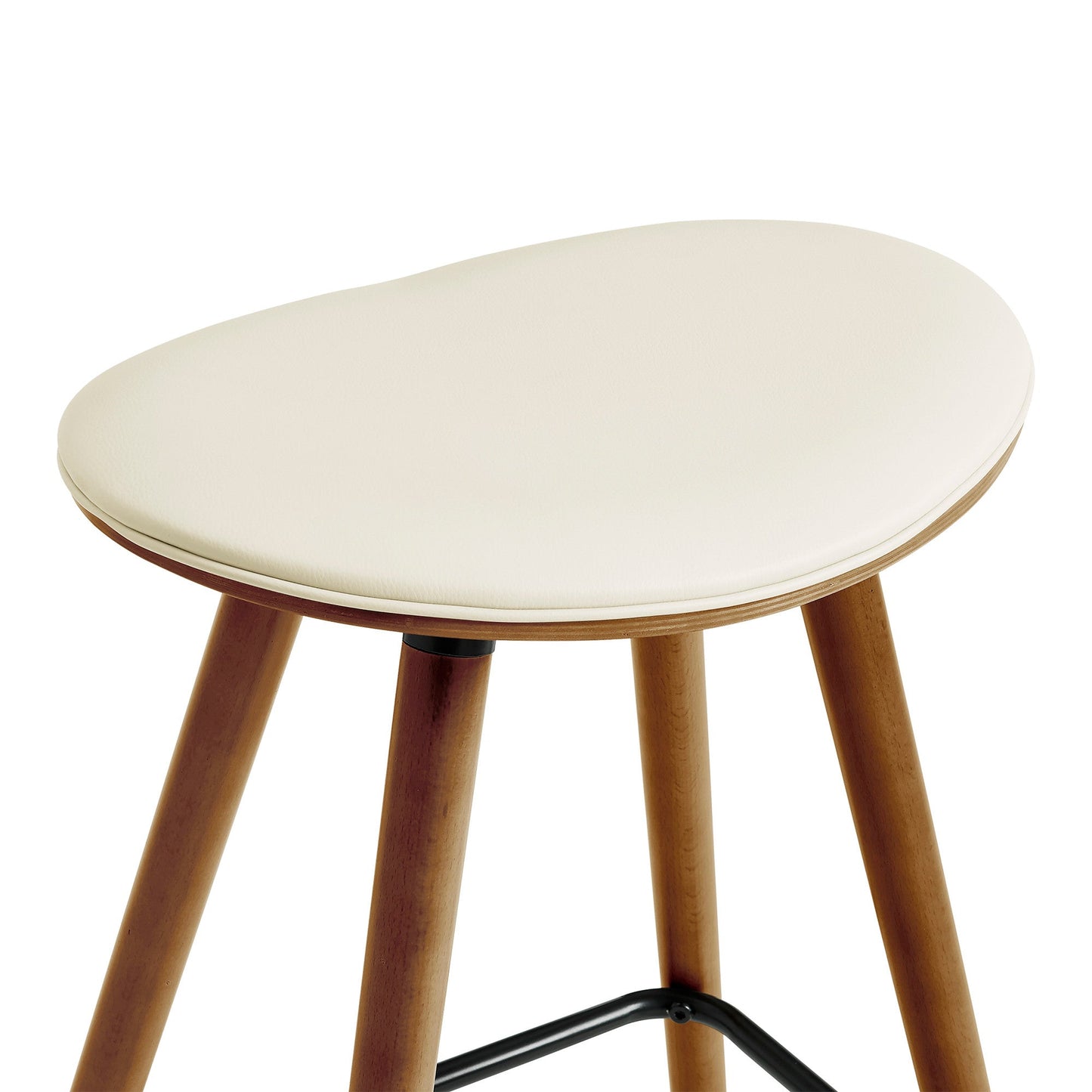 HomeRoots 26" Cream Faux Leather Backless Wooden Bar Stool