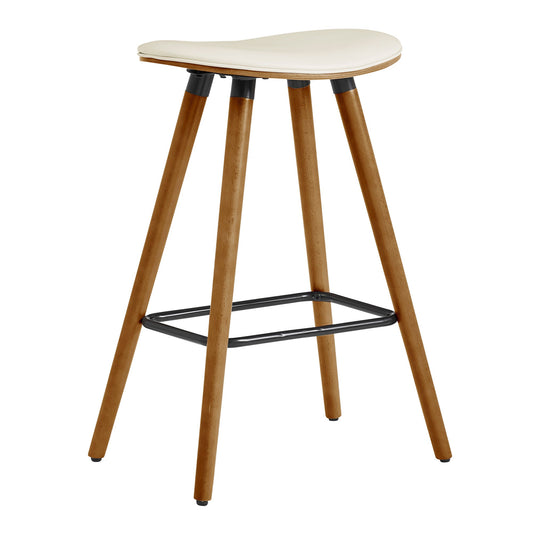 HomeRoots 26" Cream Faux Leather Backless Wooden Bar Stool