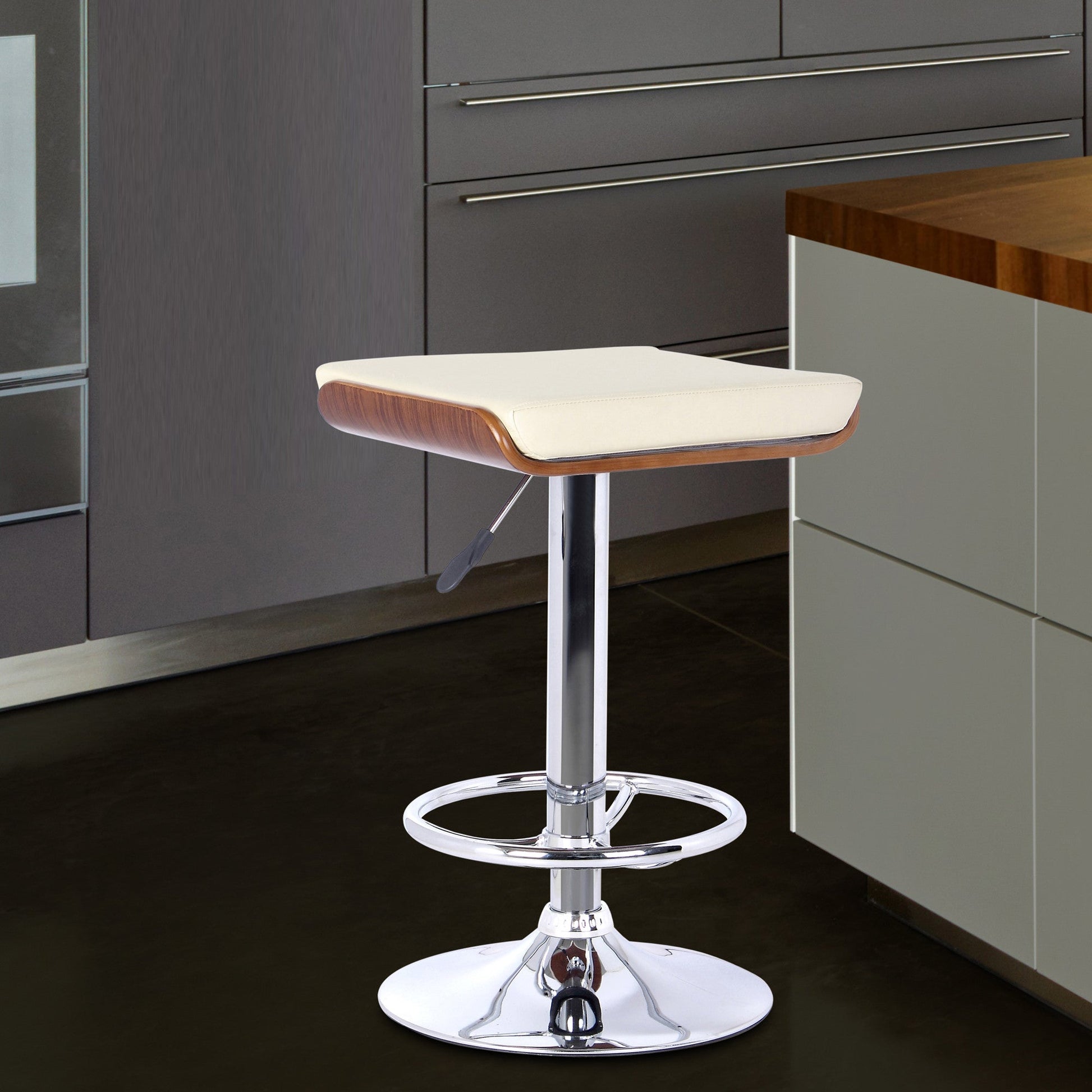 HomeRoots 26" Cream Faux Leather Chrome Finished Bar Stool