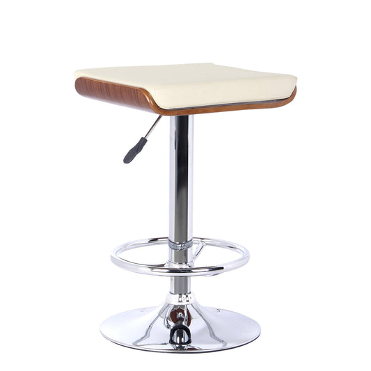HomeRoots 26" Cream Faux Leather Chrome Finished Bar Stool