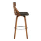 HomeRoots 26" Cream Faux Leather Curved Back Walnut Wood Swivel Bar Stool