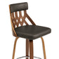 HomeRoots 26" Cream Faux Leather Curved Back Walnut Wood Swivel Bar Stool