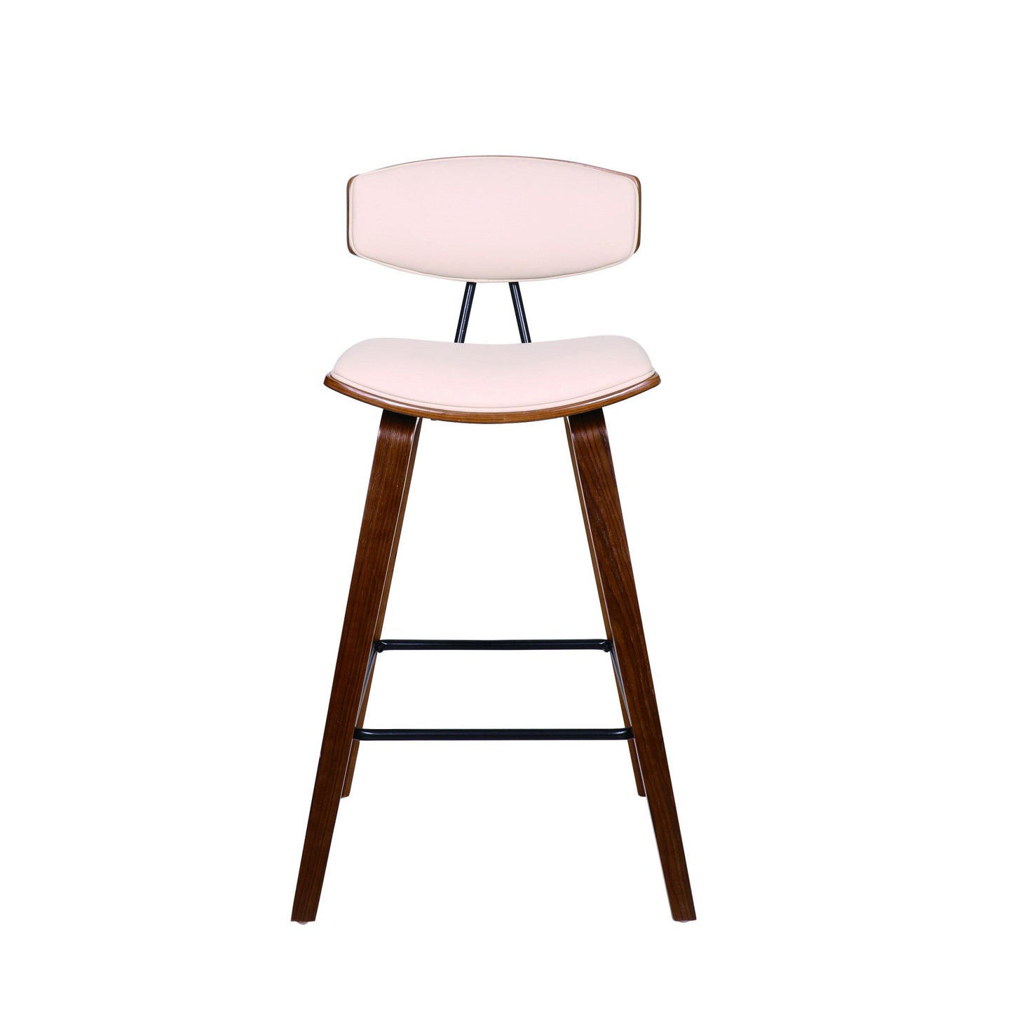 HomeRoots 26" Cream Faux Leather Mid Century Modern Bar Stool