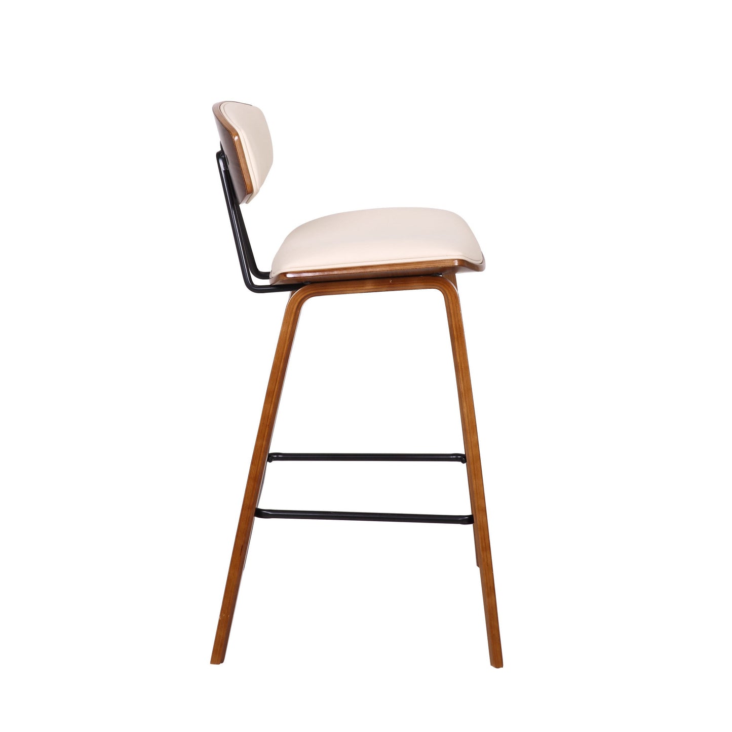 HomeRoots 26" Cream Faux Leather Mid Century Modern Bar Stool