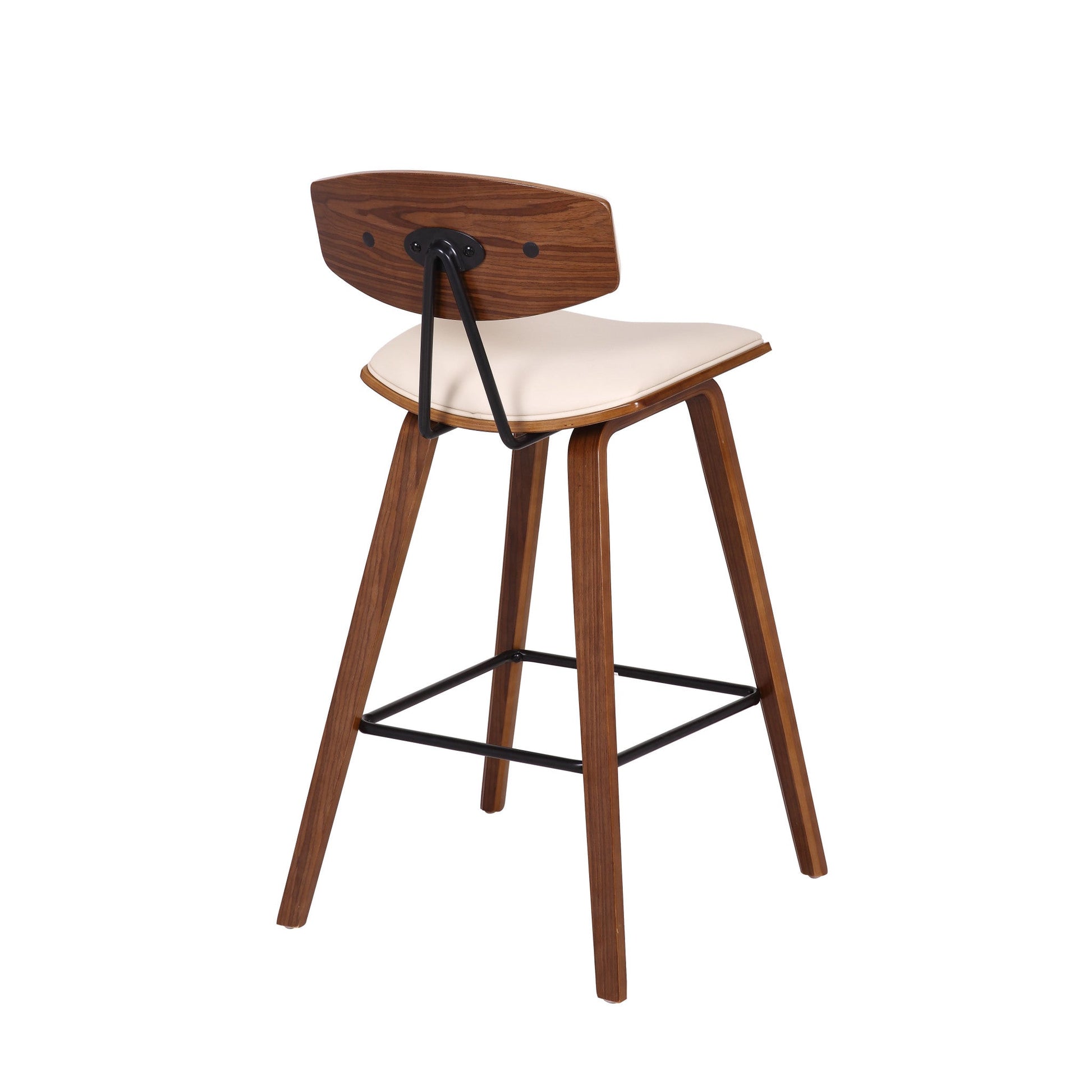 HomeRoots 26" Cream Faux Leather Mid Century Modern Bar Stool