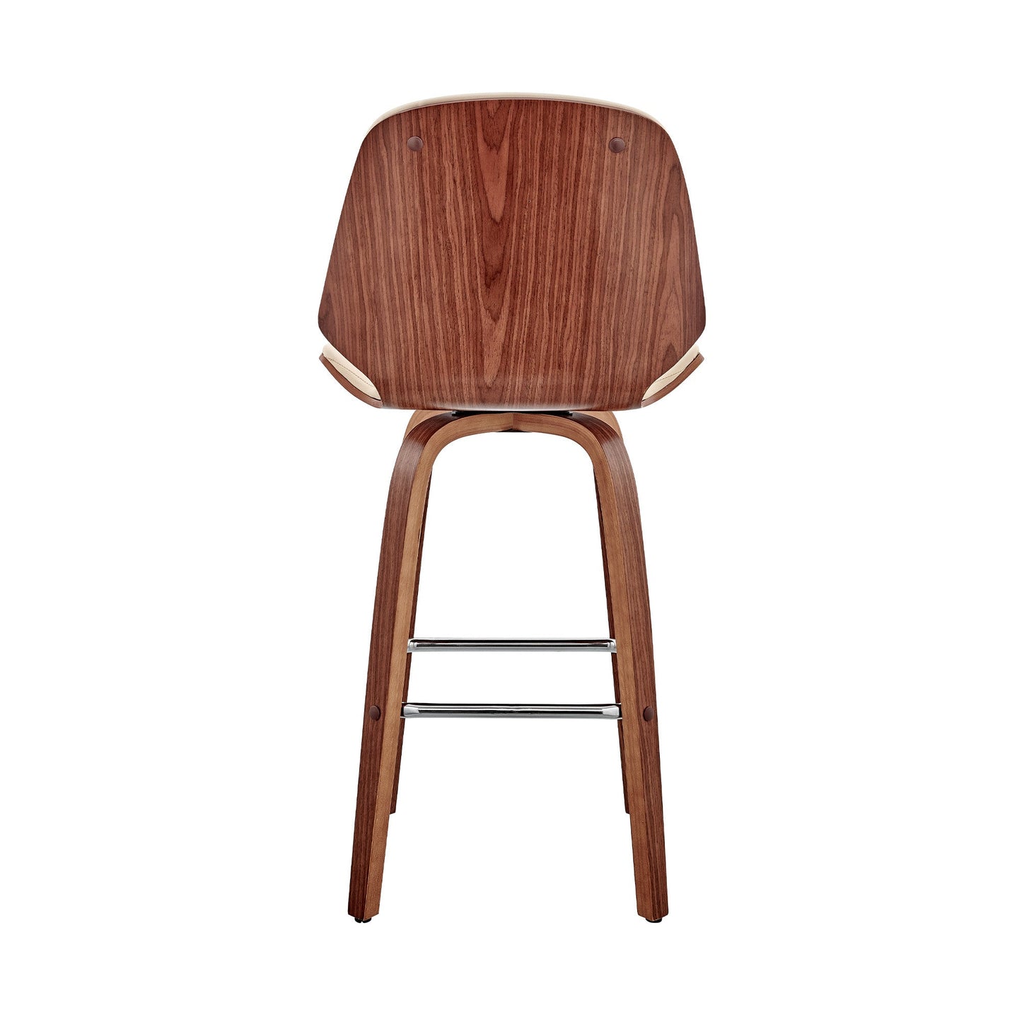HomeRoots 26" Cream Faux Leather Swivel Seat Wooden Bar Stool