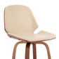 HomeRoots 26" Cream Faux Leather Swivel Seat Wooden Bar Stool
