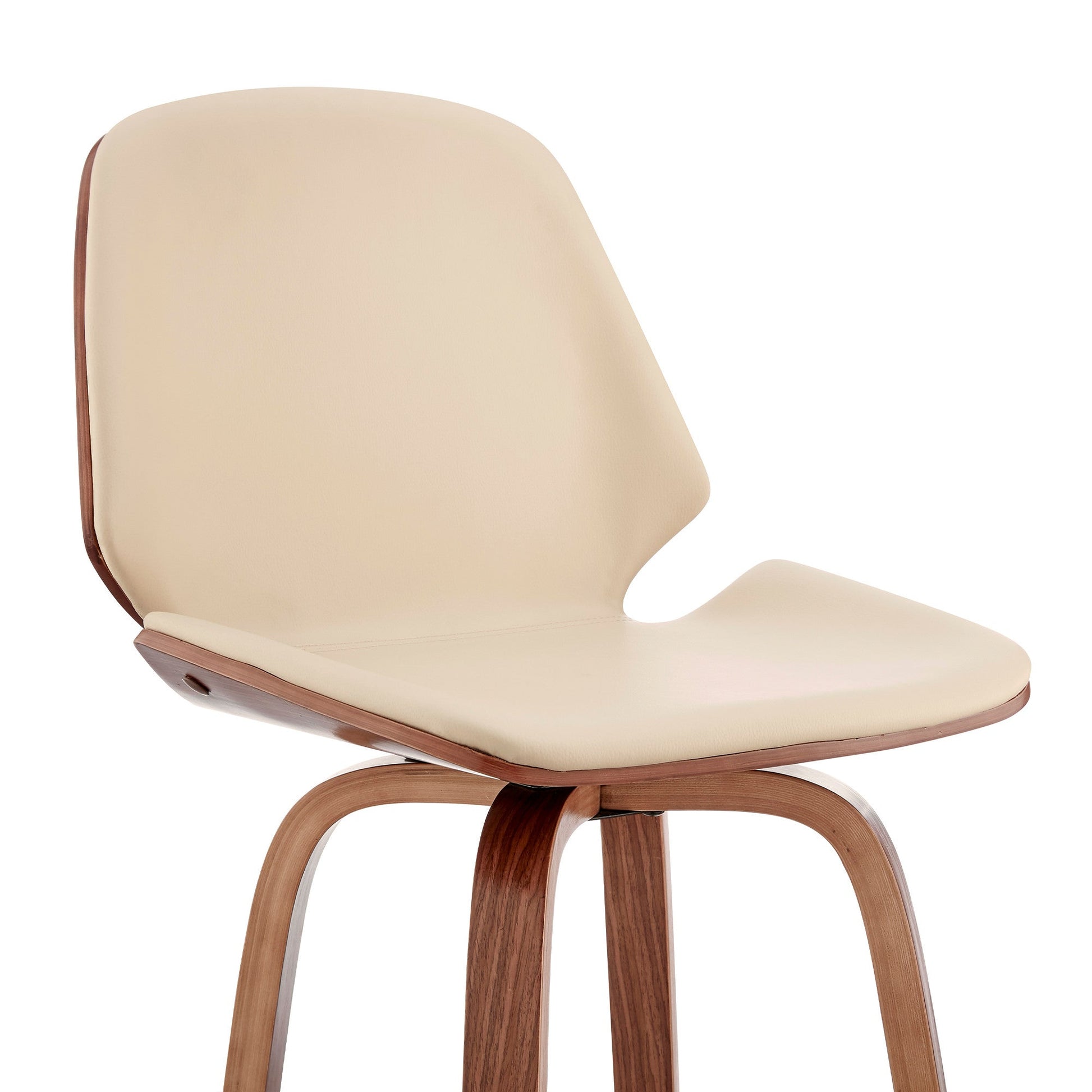 HomeRoots 26" Cream Faux Leather Swivel Seat Wooden Bar Stool