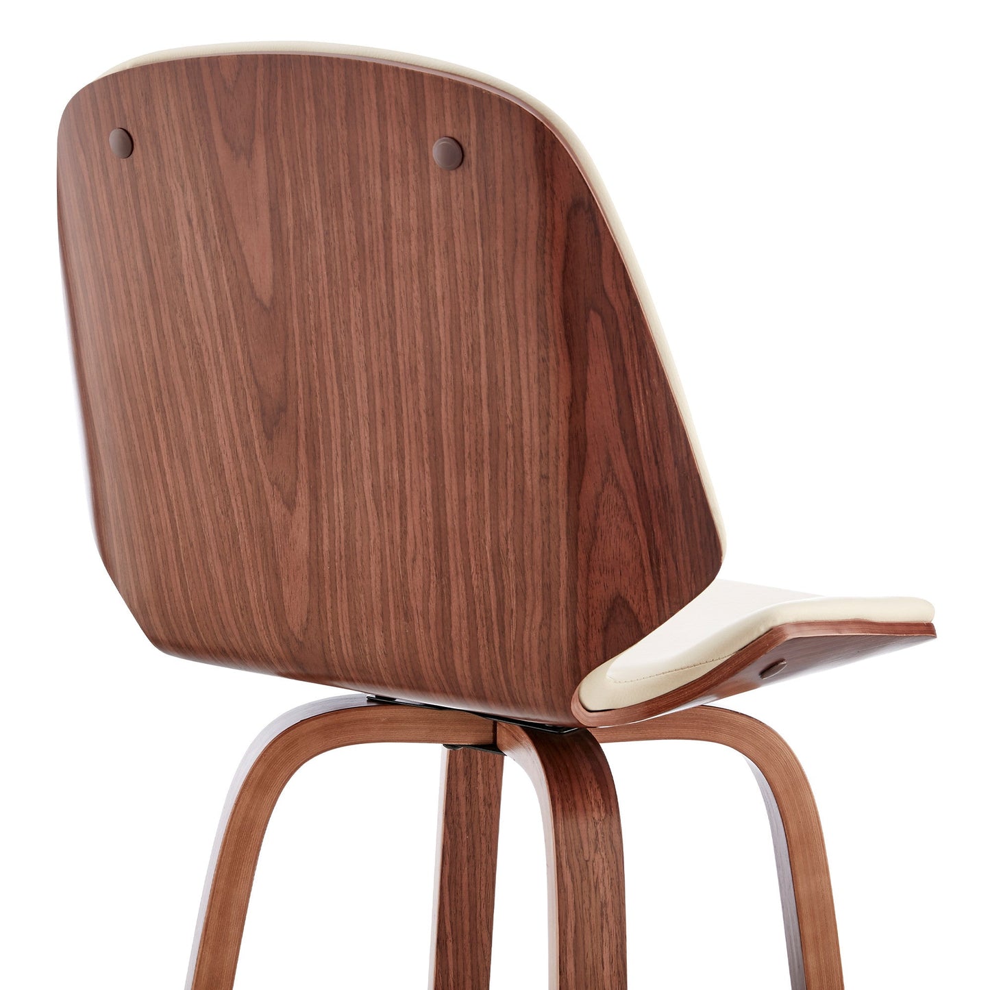 HomeRoots 26" Cream Faux Leather Swivel Seat Wooden Bar Stool