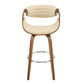 HomeRoots 26" Cream Faux Leather and Walnut Wood Retro Chic Swivel Counter Stool