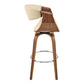 HomeRoots 26" Cream Faux Leather and Walnut Wood Retro Chic Swivel Counter Stool