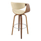 HomeRoots 26" Cream Faux Leather and Walnut Wood Retro Chic Swivel Counter Stool