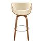 HomeRoots 26" Cream Faux Leather and Walnut Wood Retro Chic Swivel Counter Stool