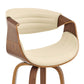 HomeRoots 26" Cream Faux Leather and Walnut Wood Retro Chic Swivel Counter Stool