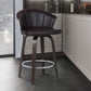 HomeRoots 26" Dark Brown Faux Leather and Rustic Wood Back Swivel Bar Stool
