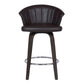 HomeRoots 26" Dark Brown Faux Leather and Rustic Wood Back Swivel Bar Stool
