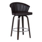 HomeRoots 26" Dark Brown Faux Leather and Rustic Wood Back Swivel Bar Stool
