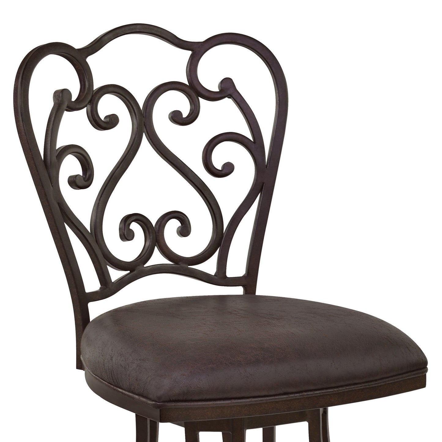 HomeRoots 26" Dark Espresso Scroll Back Metal Swivel Bar Stool