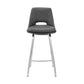 HomeRoots 26" Elegant Faux Leather Counter Stool With Stainless Steel Frame and Grey Finish